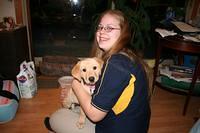Kristen with Ginger the day she came home.